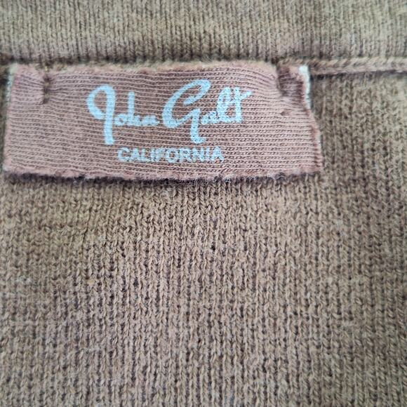 J.GALT Cotton Knit Cropped Tank Top Buttons front Brown XS Open back V neck - Picture 3 of 7